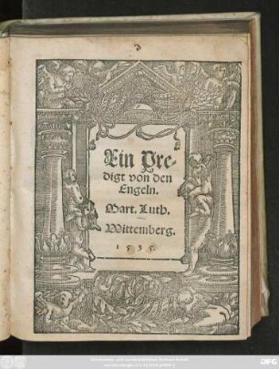 Ein Pre=||digt von den || Engeln,|| Mart. Luth.||