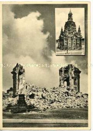 Ruine und historische Ansicht der Dresdner Frauenkirche