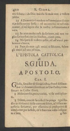 L'Epistola Cattolica di S. Giuda. Apostolo