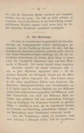 O. Die Marktlage