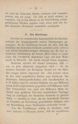 O. Die Marktlage
