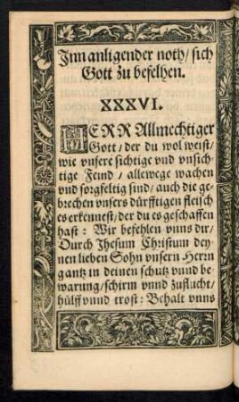 Inn anligender noth/ sich Gott zu befelhen. XXXVI.