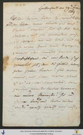 Brief (NL 7/IV B 85).
