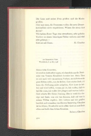 An Ernestine Voss Wandsbeck, den 13. Dezember 1796