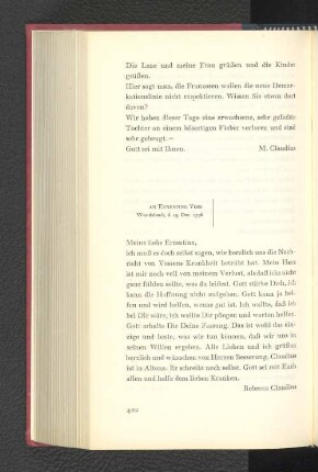 An Ernestine Voss Wandsbeck, den 13. Dezember 1796