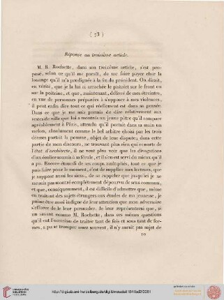 Réponse au troisième article