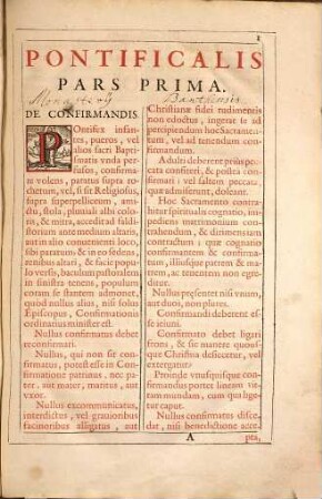 Pontificale Romanvm : Clementis VIII. Pont. Max. Ivssv Restitvtvm Atqve Editvm