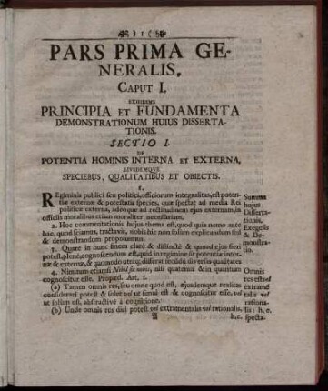 Pars Prima Generalis.