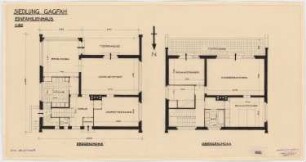 GAGFAH-Siedlung im Fischtalgrund, Berlin-Zehlendorf: Einfamilienhaus, Grundriss EG und OG 1:50