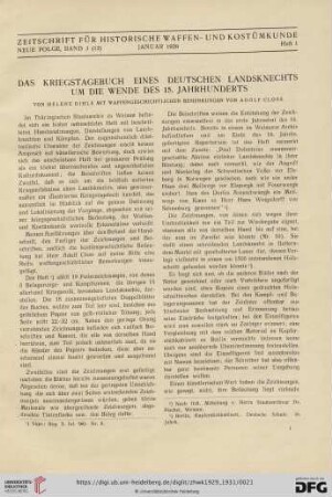 Zeitschrift für historische Waffen- und Kostümkunde, Neue Folge Band 3 (12), Januar 1929, Heft 1