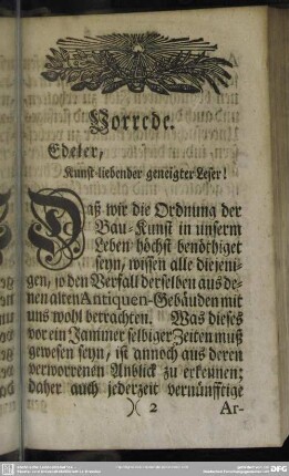 Vorrede. Edeler, Kunst-liebender geneigter Leser!