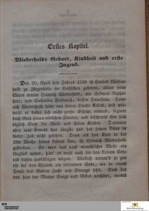 1. Wiederholds Geburt, Kindheit und erste Jugend