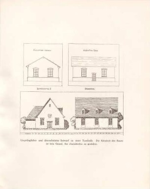 Ursprünglicher und überarbeiteter Entwurf zu einer Turnhalle - Querschnitt b; Grundriss