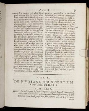 Cap. II. De Divisione Juris Gentium Ejusque Objectis.