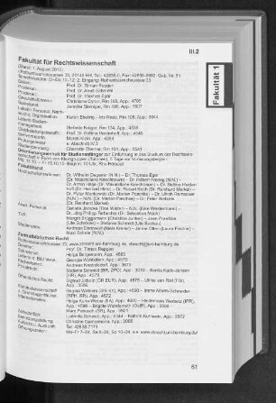 Fakultät für Rechtswissenschaft