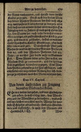 Das IV. Capitel. Von denen äusserlichen zur Zeugung dienenden Gliedern des Leibes.