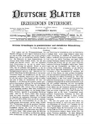 Sittliche Grundfragen in geschichtlicher und christlicher Beleutung : (Fortsetzung)