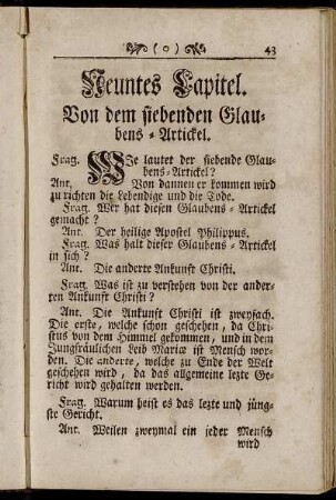 Neuntes Capitel. Von dem siebenden Glaubens-Artickel