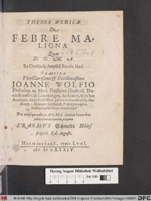 Theses Medicae De Febre Maligna