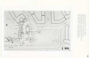 Treffpunkt Steinplatz, Berlin-Charlottenburg (Diplomarbeit bei Willy Kreuer): Grundriss 1. Obergeschoss