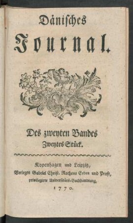 Des zweyten Bandes Zweytes Stück