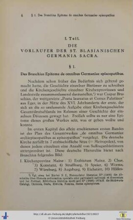 I. Die Vorläufer der St. Blasianischen Germania sacra.