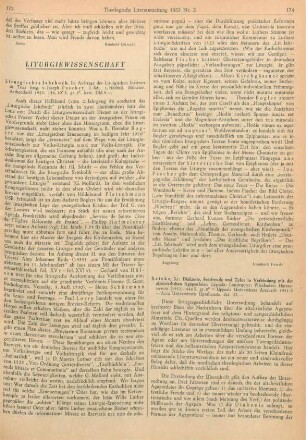 173-174 [Rezension] Liturgisches Jahrbuch. 2. Bd., 1. Halbbd.