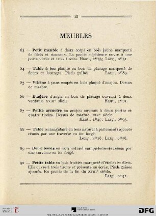 Meubles (Nr. 83-116)