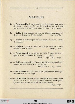 Meubles (Nr. 83-116)