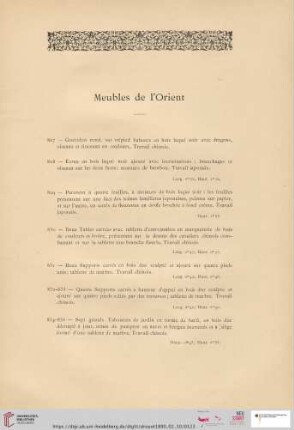 Meubles de l'Orient (Nr. 827 - 845)