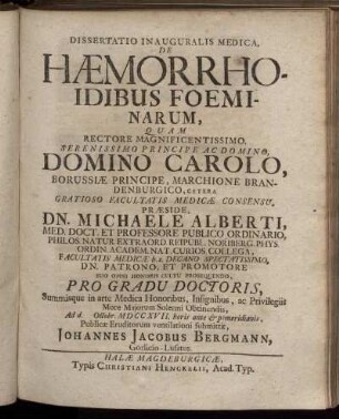 De Hæmorrhoidibus Foeminarum,