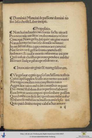 Dominici Mancini de passione domini nostri Iesu christi Liber