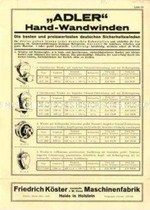 Adler Hand-Wandwinden / Liste 28