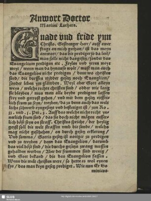 Antwort Doctor Martnin Luthers