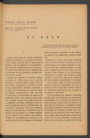 El beso : Un hombre anhela besar unos labios de piedra olvidando que son los de una dama española.