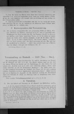 Versammlung zu Rostock. - 1443 (Nov. - Dec.).