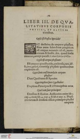 Liber III De Qualitatibus Corporis Physici et Alterationibus