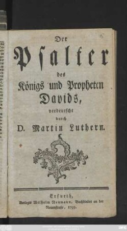 Der Psalter des Königs und Propheten Davids