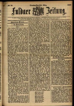 Zweite Ausgabe vom Dienstag, den 26. März 1889.