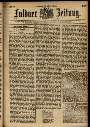 Zweite Ausgabe vom Dienstag, den 26. März 1889.