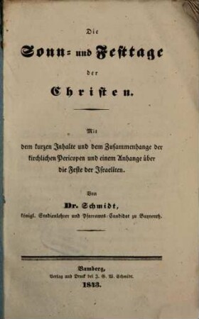 Die Sonn- und Festtage der Christen ...