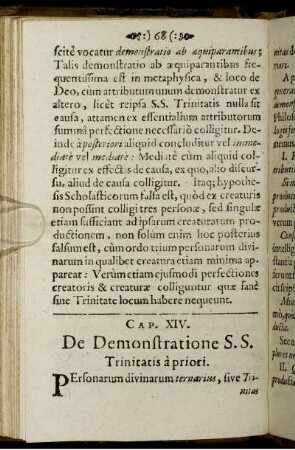 Cap. XIV. De Demonstratione S. S. Trinitatis à priori