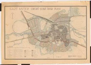 Gesamtbebauungsplan, Gaziantep: (Lichtpause von Inv.Nr. 23414): Zonenplan 1:5000, Maßstabsleiste