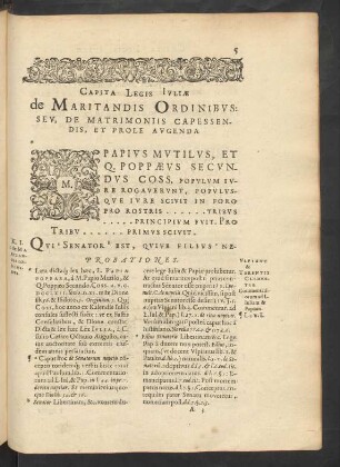 Capita Legis Iuliae de Maritandis Ordinibus Seu, De Matrimoniis Capessendis, Et Prole Augenda.