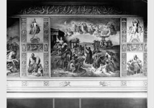 Blick auf die Wandbilder von Wilhelm von Kaulbach im Haupttreppenhaus des Neuen Museums