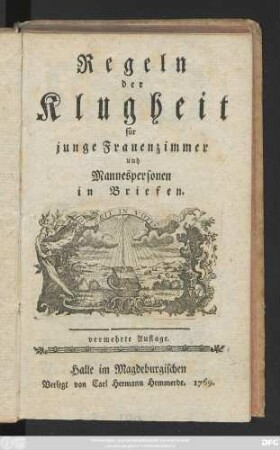 Regeln der Klugheit für junge Frauenzimmer und Mannspersonen in Briefen