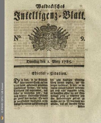 No. 9, Dienstag den 1. Merz 1785
