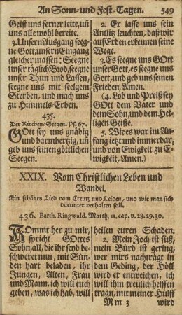 XXIX. Vom Christlichen Leben und Wandel