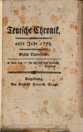 Deutsche Chronik : aufs Jahr .... 1778,1/2, 1778,1/2