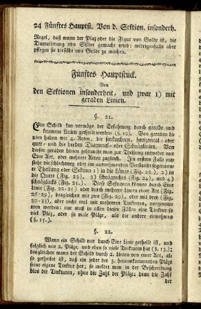 Fünftes Hauptstück. Von den Sektionen insonderheit, und zwar 1) mit geraden Linien